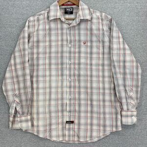 Southpole Hexagon Product Shirt Mens Large White Plaid Button Up Long Sleeve